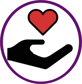 logo avec une main qui donne et un coeur au-dessus